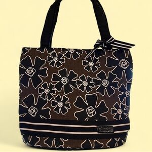 Floral Black and White Tote Bag